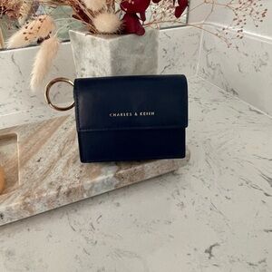 Charles & Keith Dark Blue Wallet with Gold Accent